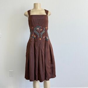 Vintage Cynthia Howie Maggy Boutique Iridescent Embroidered Floral Midi Dress 10
